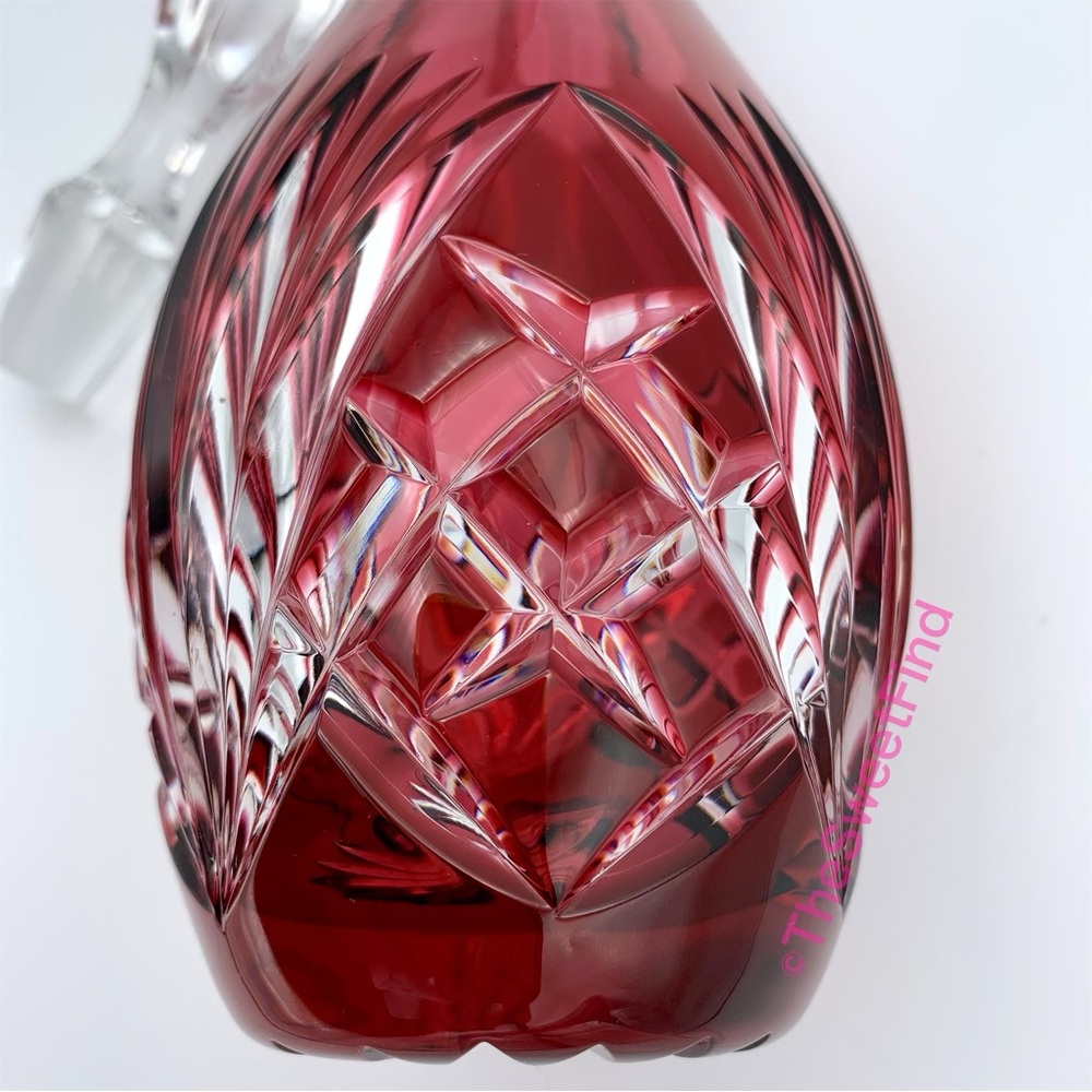 Nachtmann Nierstein Cranberry Ruby Cut to Clear Crystal Decanter RARE 1960s MINT - Picture 5 of 16